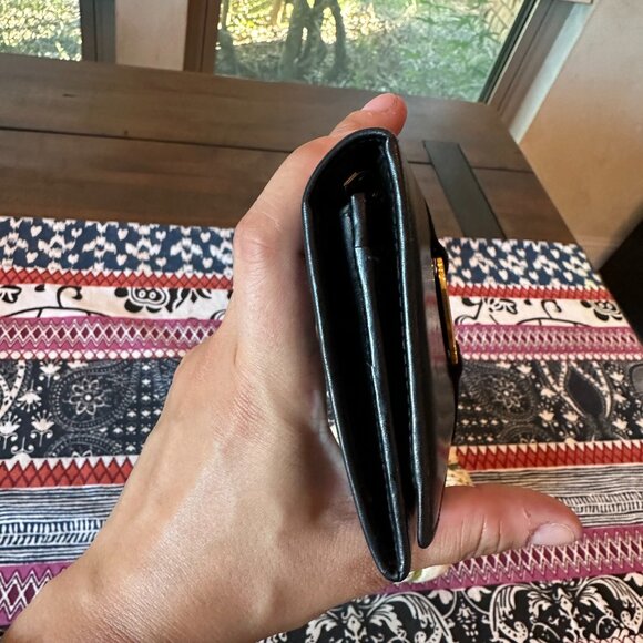 Salvatore Ferragamo Vara Ribbon Leather Bi-fold Long Wallet Black Gold, EUC - Picture 12 of 12